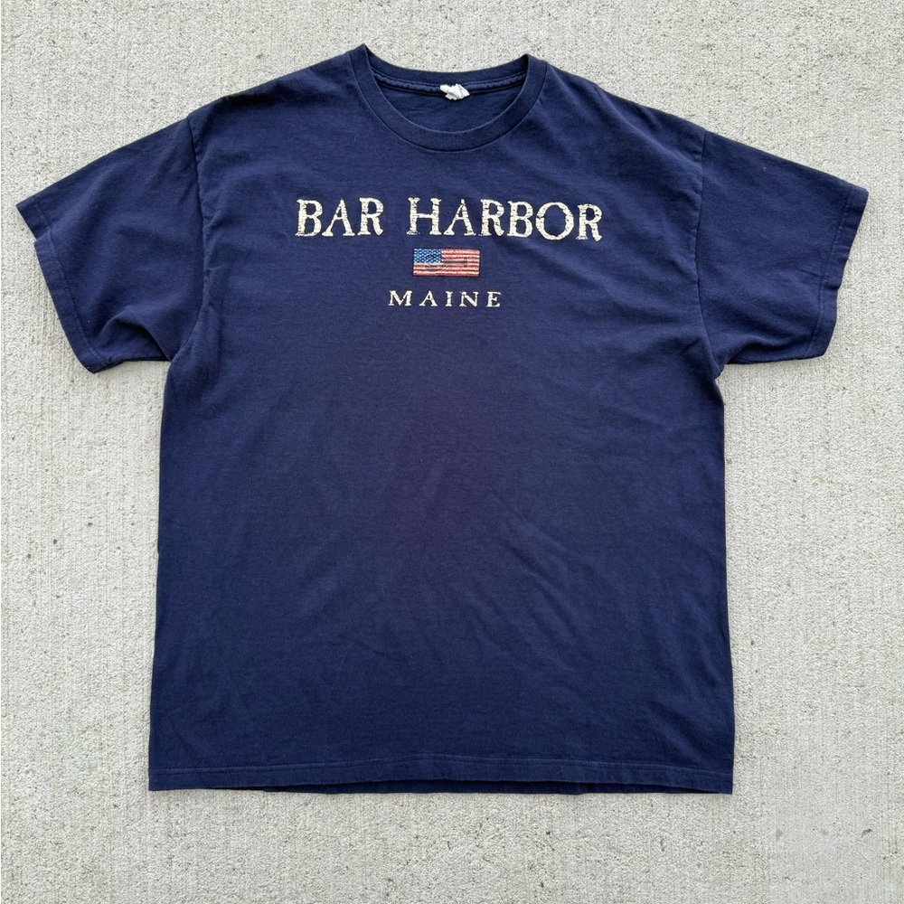 Vintage Bar Harbor Maine T Shirt - Mens XL - Navy Delta Pro Weight Tag 90s Style